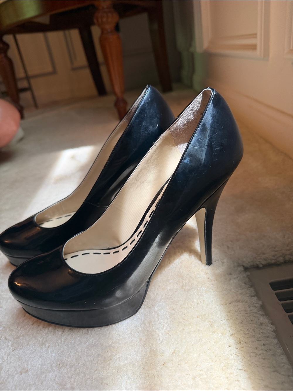Enzo Angiolini Black Patent Platform Stiletto Heels
